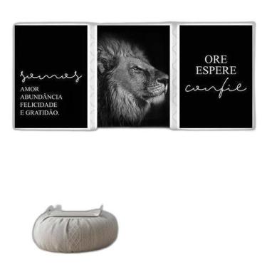 Imagem de Kit 3 Quadros Somos Amor Leão 45X34Cm Vidro Moldura Branca - Quadros O