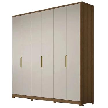 Imagem de Guarda Roupa Terrassa Casal 6 Portas 5 Gavetas Rimo Cor Jequitibá Palha