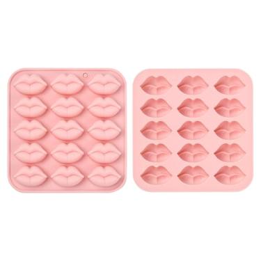 Imagem de UR URLIFEHALL 2 moldes de silicone para lábios, 15 formas de chocolate em forma de lábios, para decoração de bolos, fondant, doces, geleia, cubo de gelo, artesanato