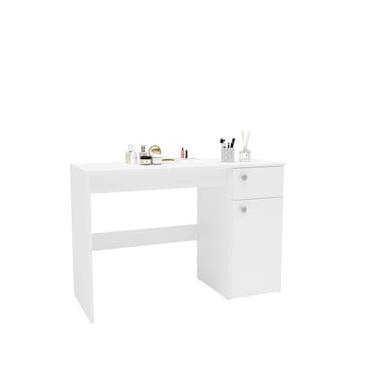 Imagem de Penteadeira Politorno Iracema Espelho Recolhível 1 Gaveta 1 Porta Nichos Compacta MDP Pintura UV