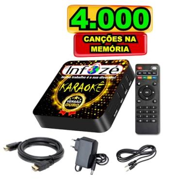 Imagem de Karaoke 4.000 Cancões Com Lista No Celular Pdf pontuação no final e cabo de audio versão Ouro Infozé Karaoke