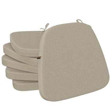 Imagem de idee-home Almofadas de cadeira para cadeiras de jantar, conjunto de 6 almofadas de assento em forma de U, fundo antiderrapante para sala de jantar interna, capa removível, 43 x 40 x 5 cm, bege