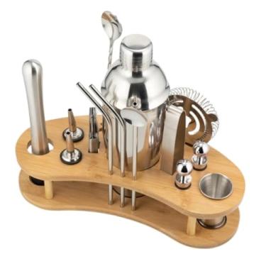 Imagem de ZZTWER Kit de bartender, conjunto de coqueteleira de 16 peças, conjunto de misturador de bebida doméstica, conjunto de ferramentas de barra de aço inoxidável para amantes de coquetéis, kit de bar de