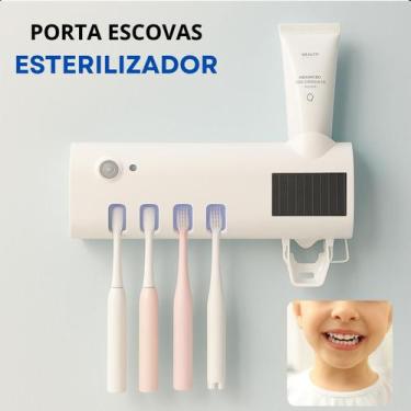 Imagem de Suporte para Escovas de Dentes com Esterilizador UV e Dispenser de Pas