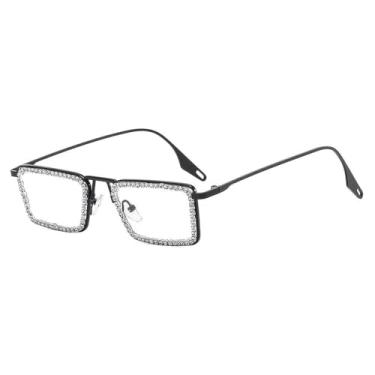 Imagem de Óculos de sol femininos com armação pequena, armação retangular de cristal e strass, 2, BH01