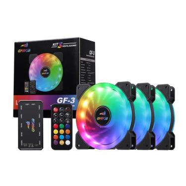 Imagem de Kit Gamer 3 Fans Cooler RGB 120mm Controladora + Controle Remoto Vento
