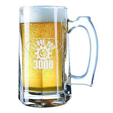 Imagem de Caneca de cerveja gigante gravada a laser 793 g Caneca de cerveja - I Love You 3000 Metal Heart Reactor Film Parody