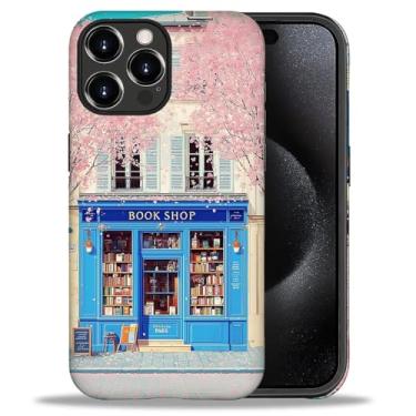 Imagem de DAIZAG Capa para iPhone 16 Pro Max, charmosa livraria rosa azul design de corpo inteiro híbrido proteção dupla TPU macio PC rígido à prova de choque resistente a arranhões capa de telefone para homens