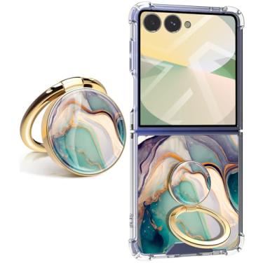 Imagem de CLATUK Capa para Samsung Galaxy Z Flip 7 5G Flores Slim Anti-Drop À Prova de Choque Macio À Prova de Choque Capa Protetora Transparente para Telefone 6,8 Polegadas para Mulheres e Homens (Lago Alpino