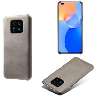 Imagem de Capa para Honor Play 5 Vitality,Proteção contra quedas,Casca de volta de cor sólida simples,Design de couro de imitação de plástico-Gray