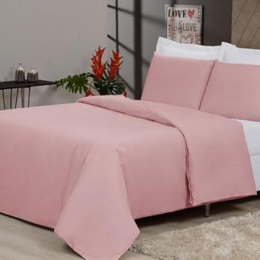 Imagem de Capa Duvet King Zíper 400 Fios Toque Algodão – Lençol Duplo para Edredom Casal Luxo(ROSE,QUEEN (2,20 X 2,40))
