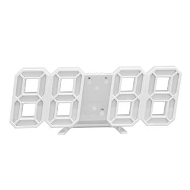 Imagem de Acouto Relógio de Parede Digital LED Moderno Com Exibição de Temperatura, Função de Alarme, Controle de Som e Brilho Automático para Casa e Escritório (Caracteres azuis brancos de concha)