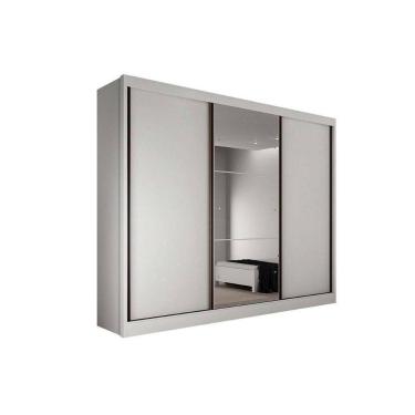 Imagem de Guarda Roupa 3 Portas De Correr E (1 C/ Espelho) 8 Gavetas Toulon/sonetto Plus Neve - N...