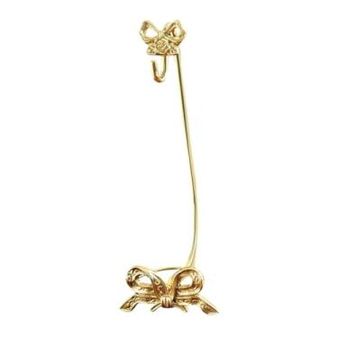 Imagem de IEUDNS Suporte de latão para xícaras e pires, organizador de canecas de café, arco, gancho para canecas, cavalete clássico para xícaras de chá, para mesa de, L