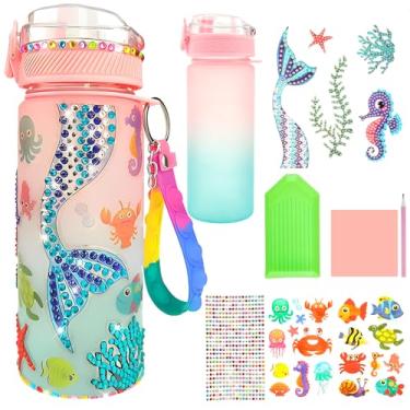 Imagem de Kits de garrafa de água para crianças coloridas presentes garrafa de água sereia com adesivos atraentes decore seus próprios kits de garrafa de água para crianças pequenas (sereia)