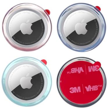 Imagem de echinff Pacote com 4 capas para Airtag, capa protetora com adesivo forte 3M compatível com etiquetas Apple Air para colar na TV, fones de ouvido remotos, mochilas, bagagem, laptop, câmera, bicicleta