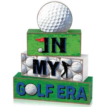 Imagem de Briwooody 4 peças de decorações de golfe 2025 blocos de placas de madeira rústica decoração de quarto de golfe mesa de fazenda centros de mesa para casa, quarto, prateleira, quarto, sala de estante