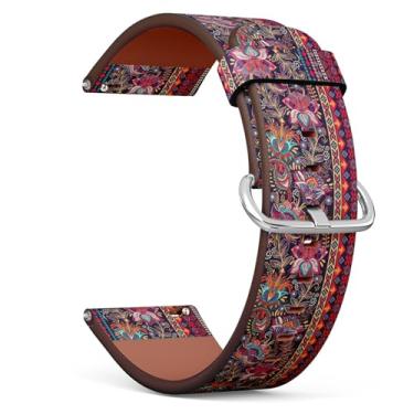 Imagem de MRAKPLGE Pulseira de relógio, estampa floral listrada, Fossil Gen 5E 42 mm/Gen 6 42 mm, Fossil Venture Gen 4 HR/Gen 3 feminina e masculina, pulseira de couro vegano de substituição de 18 mm