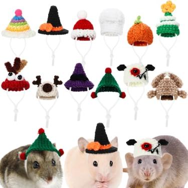 Imagem de Silkfly 12 peças de mini chapéus de hamster para cobras, animais pequenos, porquinho-da-índia, babadores de hamster, roupas para lagartos dragões barbudos, acessórios de fantasia para festas de fim de