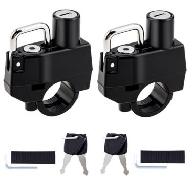 Imagem de Windance 2 unidades de trava de capacete de motocicleta com chave igual, trava de segurança antifurto, gancho de suporte de capacete para guidão de 22 mm de 22 mm para guidão e estrutura de bicicleta