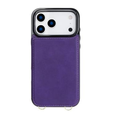 Imagem de HAOMRIYL Capa carteira para iPhone 17 Pro Max/17 Pro/Air/17, compartimentos para cartões ocultos, capa de couro com suporte, proteção fina, à prova de choque, capa de negócios, roxa, 17