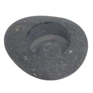 Imagem de Aqur2020 Porta de Vela Leve de chá de Seixos Feitos à Mão, Castiçais Decorativos de Pedra Com Placa de Colocação Profunda para Decoração de Prateleira de Mesa do Manto do Altar