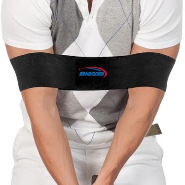 Imagem de Auxiliar de treinamento de balanço de golfe - memória muscular e corretor de balanço de conexão para golfistas, treinador de postura de braço e cotovelo para iniciantes destro/canhotos, faixa de braço
