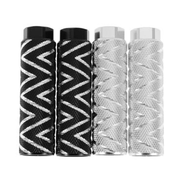 Imagem de Partuto 4 peças de pinos de bicicleta antiderrapantes de liga de alumínio com textura de onda de 100 mm de comprimento para bancos traseiros de bicicleta, pinos de pé de ciclismo, eixos de 9,5 cm