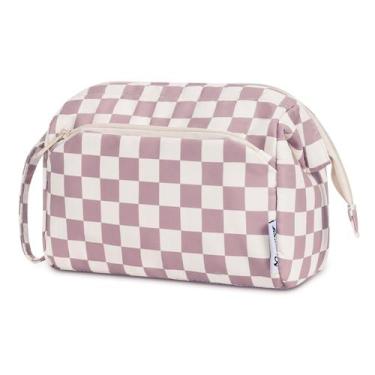 Imagem de Bolsa de maquiagem Narwey Checkered Dusty Rose para mulheres