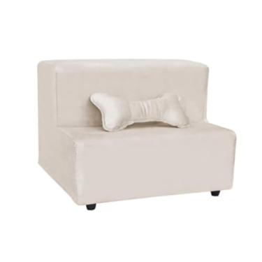 Imagem de Escadinha Pet Luxo 2 Degraus - Escadinha para Cães e Gatos, Macia, Tecido Suede Bege