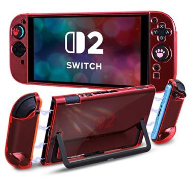 Imagem de DLseego Capa rígida protetora para Nintendo Switch 2 (2025), capa fina de PC para Joy Con, controlador JoyCon destacável à prova de choque e resistente a arranhões, capa de console de 4 polegares