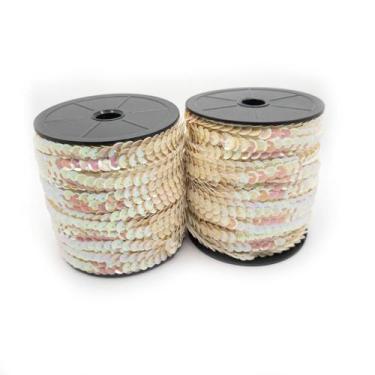 Imagem de Fio Trançado Lantejoula Branco Irisada 8mm 50m 210g - Macall