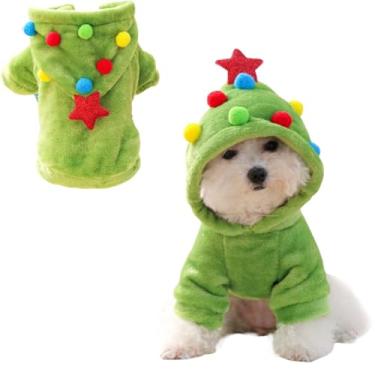 Imagem de ANIAC Roupa de Natal para cães de lã quente, casaco com capuz para cães pequenos, roupas para meninas, meninos, Papai Noel, fantasia de animal de estimação para gatos, moletom de inverno e cachorro