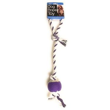 Imagem de Brinquedo de bola de tênis com corda de cachorro, corda de algodão trançada com bola, ideal para pegar e jogar (roxo)