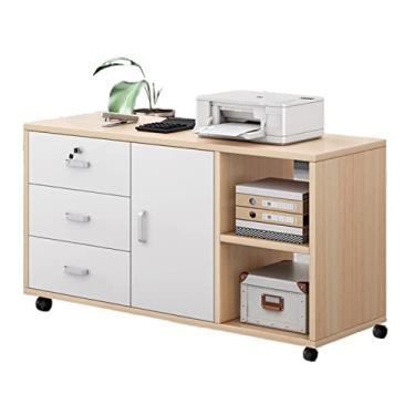 Imagem de Suporte de impressão rack de impressora de piso polia armários de arquivo armário de livros sala de estar estante moderna minimalista para escritório mesa de impressão de design simples (cor: D)