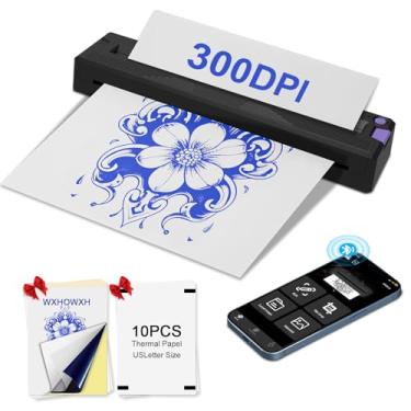 Imagem de Impressora de estêncil de tatuagem 2026 para tatuadores e iniciantes, máquina de tatuagem de 300 DPI com papel de transferência de tatuagem, impressora Bluetooth portátil sem fio compatível com