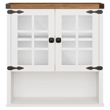 Imagem de Armário curioso de porta de vidro - prateleiras ajustáveis, armazenamento aberto e exibição em camadas, armário multiuso para sala de estar