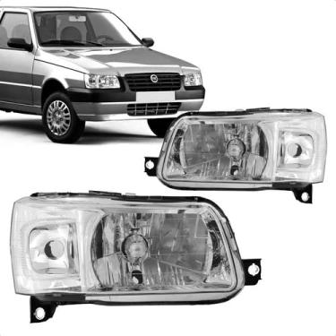 Imagem de Farol Direito Cromado Rufato 16600 – Fiat Fiorino 2004 a 2013 – Fiat Uno 2004 a 2013 – Máscara Cromada – Substituição Original – Encaixe Preciso