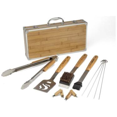 Imagem de Kit Estojo Grill, Churrasco de Bambu 13 Peças, CUISINART CGS 7014, Marrom Claro