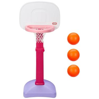 Imagem de Conjunto de Basquete com Altura Ajustável e 3 Bolas, LITTLE TIKES 647444, Rosa