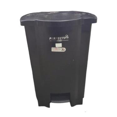Imagem de Lixeira 100l com tampa e pedal preta coletor de residuos - PERFECT