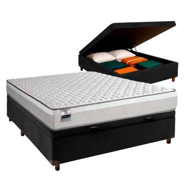 Imagem de Conjunto Cama Box Bau Blindado Casal + Colchão Molas Ensacadas Hanover Inducol