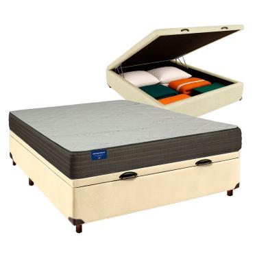 Imagem de Conjunto Cama Box Bau Bege Casal + Colchão D33 Orthotech Inducol