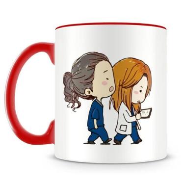 Imagem de Caneca de Porcelana Grey's Anatomy com Alça Vermelha - Mod.3 - Amo Can