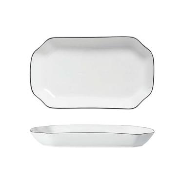 Imagem de Conjunto de pratos de cerâmica coloridos sob o esmalte sopa de macarrão simples para uso doméstico - prato de peixe de 30 cm