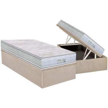 Imagem de Cama Box Baú Solteiro: Colchão Molas Masterpocket Ensacadas Orthoflex Starflex Dream New + Base Crc Suede Clean (88x188)
