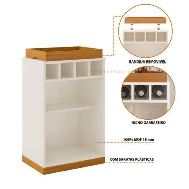 Imagem de Aparador Buffet Bar Retrô Astúrias Com 4 Adegas E Bandeja - ViaNossa, 