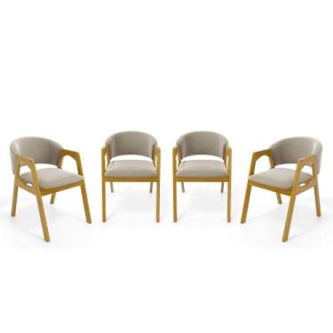 Imagem de Kit Com 4 Cadeiras Agatha Madeira Maciça Estofada Para Mesa De jantar 