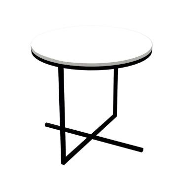 Imagem de Mesa de Centro Volpi Branco Base Metálica Preto 46cm