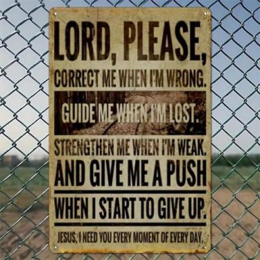 Imagem de Orientação diária e pedido de oração arte de parede de alumínio rústico e placa de metal - 20 x 30 cm decoração vintage para ambientes internos e externos para casa, escritório, café, quintal e jardim